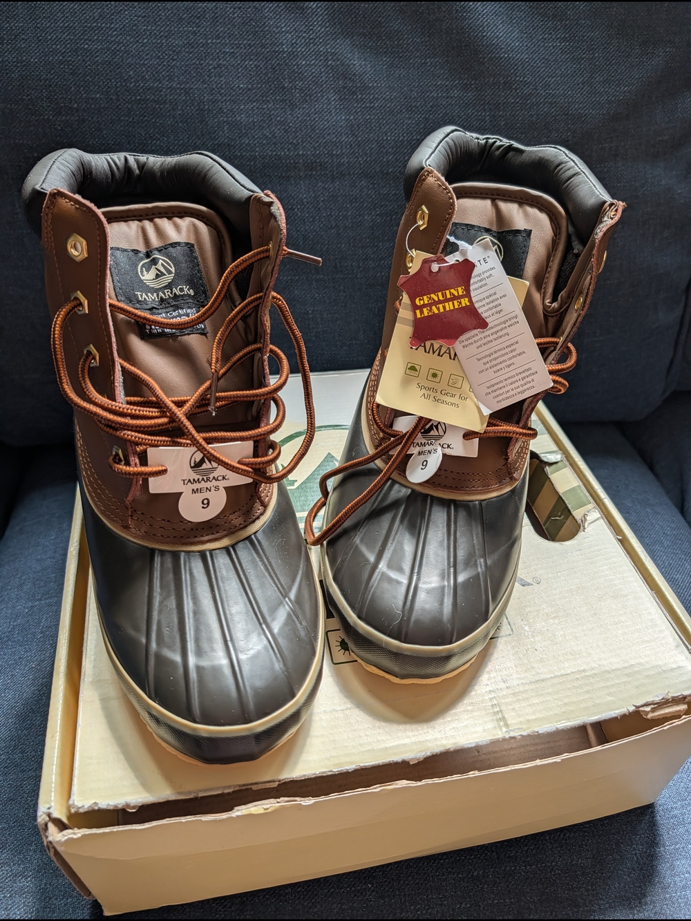 Men's Tamarack Brown Waterproof Duck Boots - Size 9